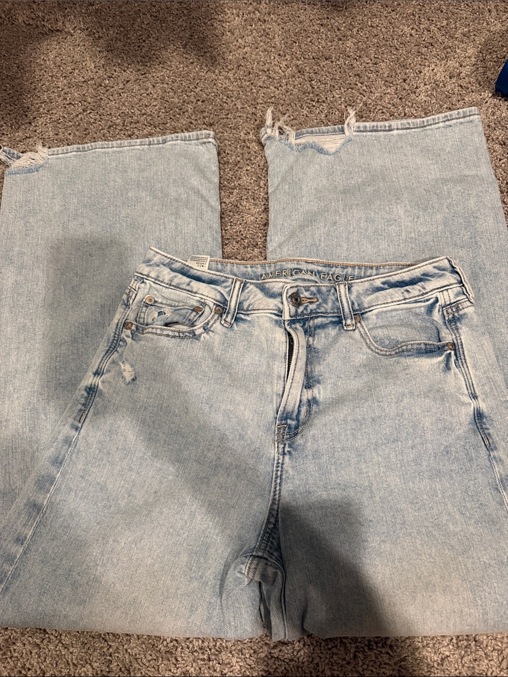 American Eagle Outfitters Light Wash Wide Leg Jeans - Pale Blue
